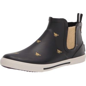 Joules Rain Boot, Black Gold Bee, Size 9